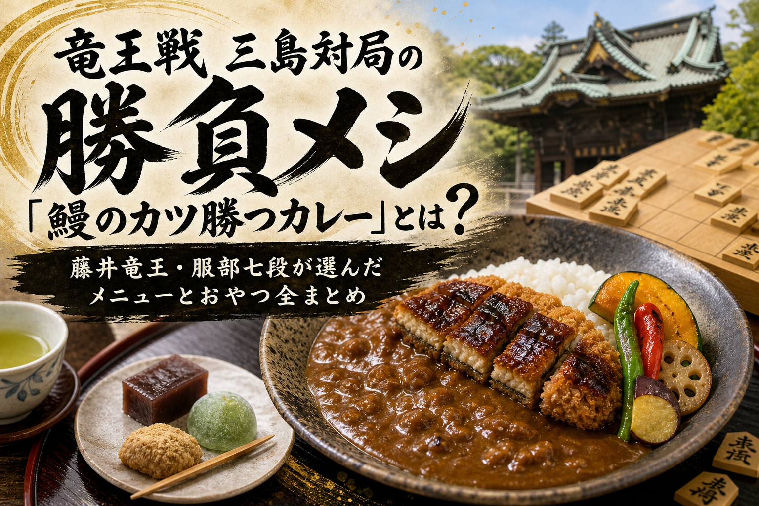 竜王戦三島対局の勝負メシ「鰻のカツ勝つカレー」とは？藤井竜王・服部七段が選んだメニューとおやつ全まとめ
